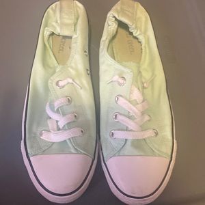 Mint Green slide tennis shoes. Barely worn. Size 10.